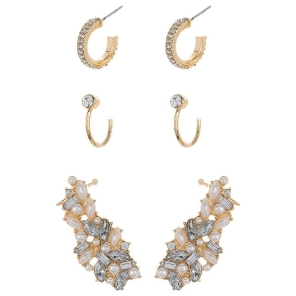 BaubleBar Jewelry - NWT BAUBLE BAR Earrings Sparkle Pearl Hoop Gift Set
